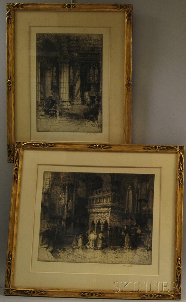 Appraisal: Four Framed Works Axel H Haig Swedish - The Portals