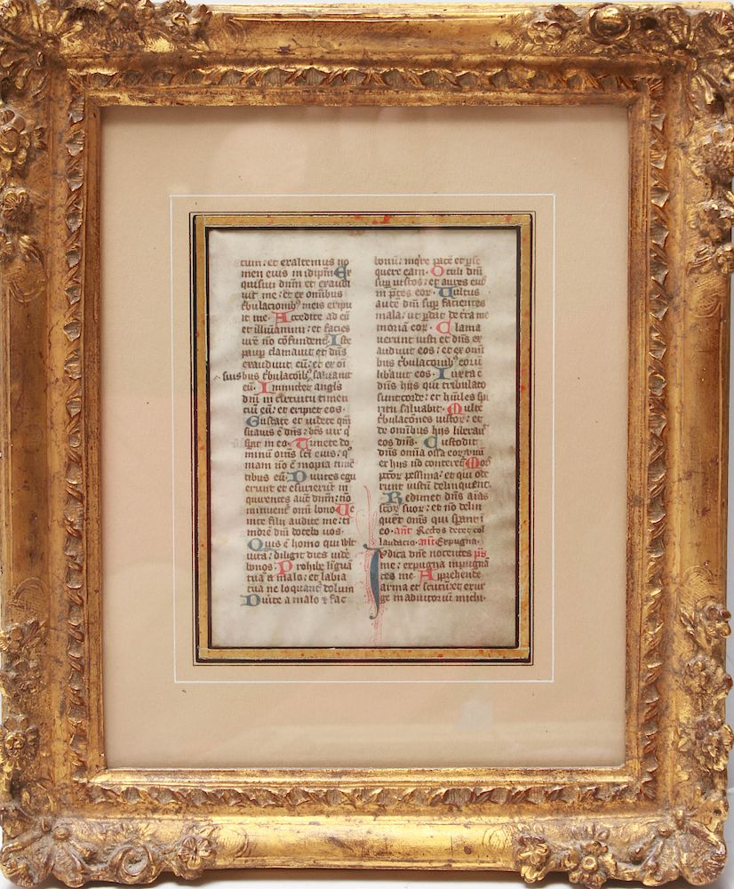 Appraisal: Medieval Illuminated Manuscript Breviary Leaf Medieval illuminated manuscript breviary leaf