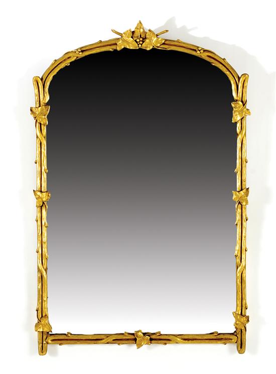 Appraisal: Art Nouveau style gilt-decorated looking glass arched frame of entwined