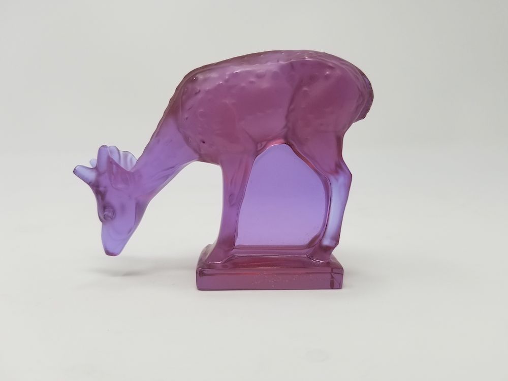 Appraisal: Lalique Crystal Violet Colored Deer Figurine Signed 'Lalique France' on