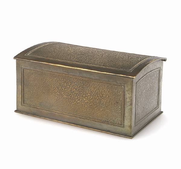 Appraisal: A Tiffany Studios bronze table box - intaglio finish impressed