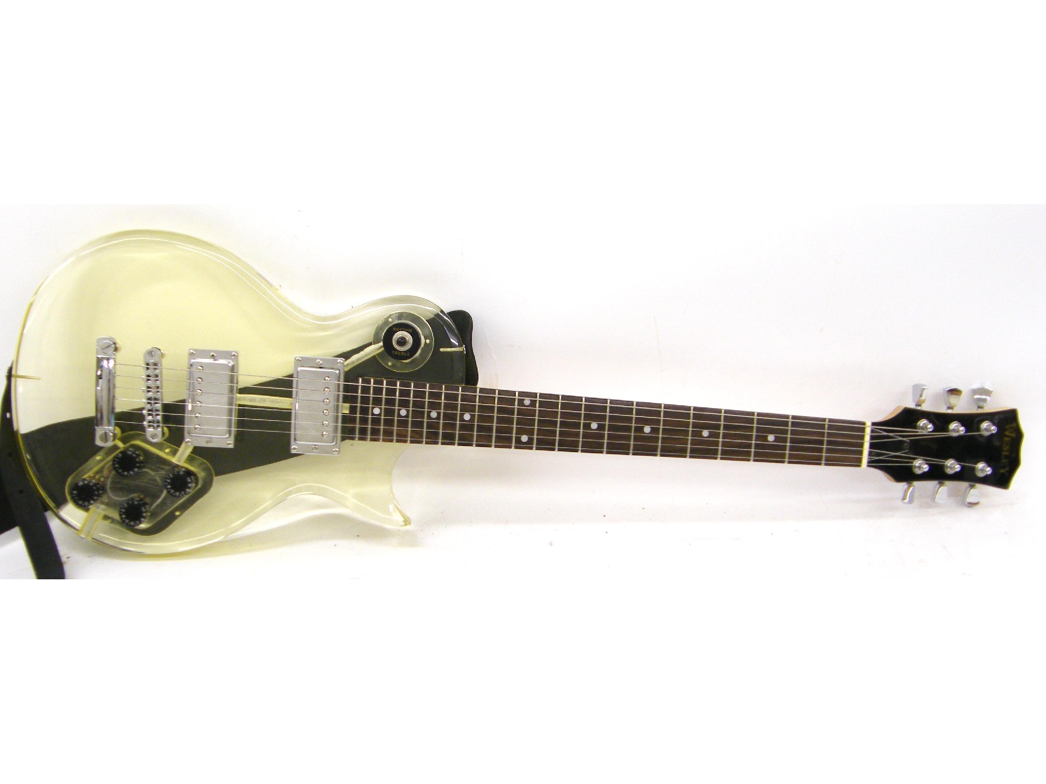 Appraisal: Wesley clear Perspex Les Paul style electric guitar electrics appear