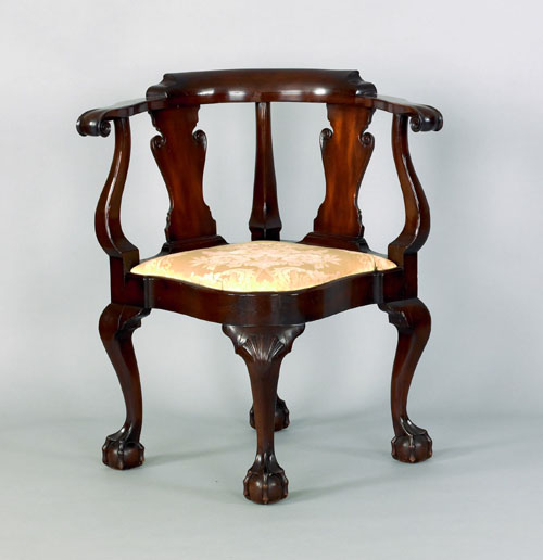 Appraisal: Chippendale style mahogany corner chair probably late th c