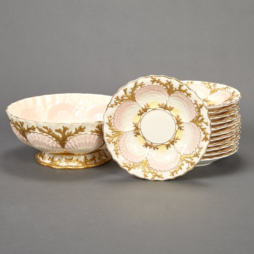 Appraisal: Coalport Gilt Decorated Porcelain Clam Service Retailed by Tiffany Co