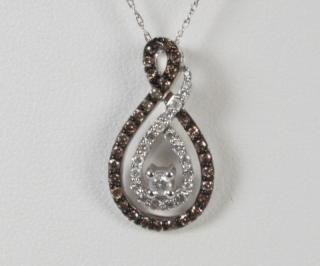 Appraisal: K WHITE GOLD CHAMPAGNE AND WHITE DIAMOND PENDANT NECKLACE HAVING