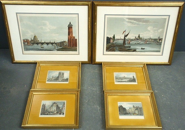 Appraisal: - Two framed and matted English prints- Blackfriar s Bridge