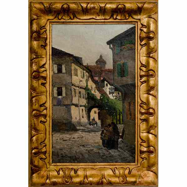 Appraisal: German Street Scene by Berthold Hellengrath Berthold Hellengrath German -