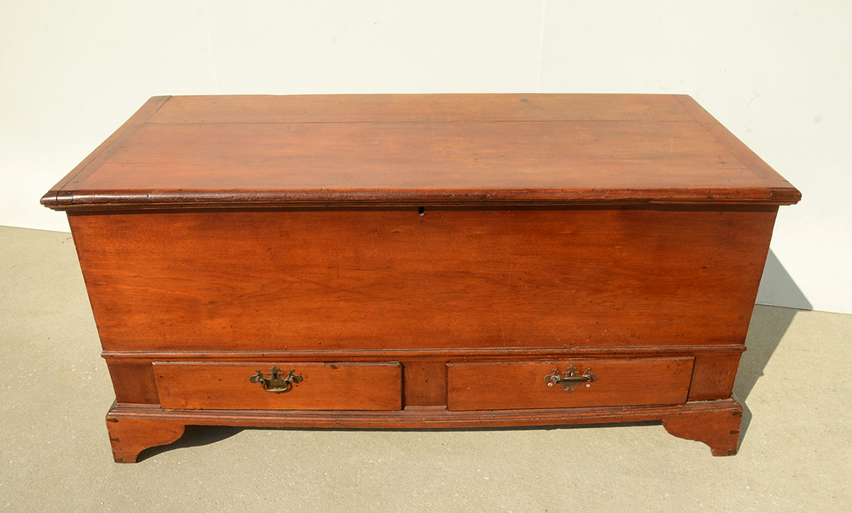 Appraisal: TH CENTURY BLANKET CHEST Peg and dovetail construction interior with