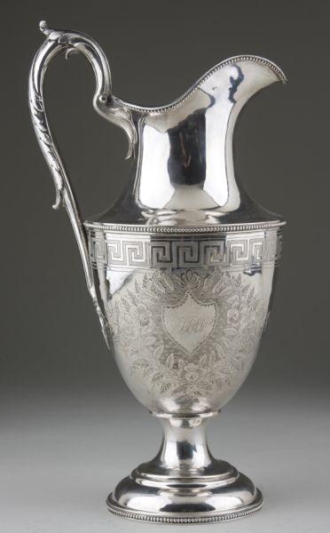 Appraisal: American Coin Silver Ewer of Southern Interest urn form body