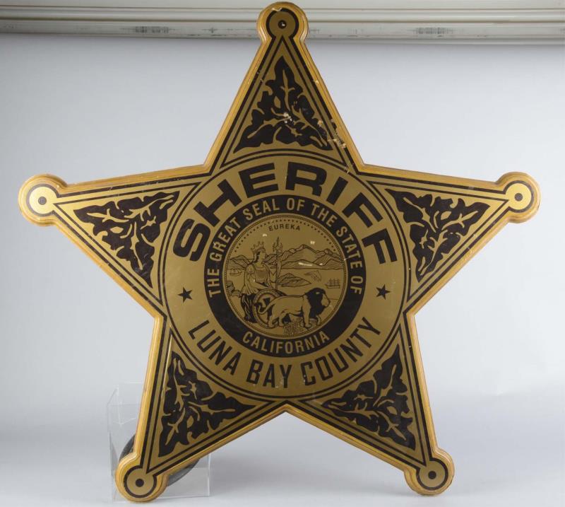 Appraisal: Large Lost Boys Sheriff's Badge Sign Movie Prop Sign states