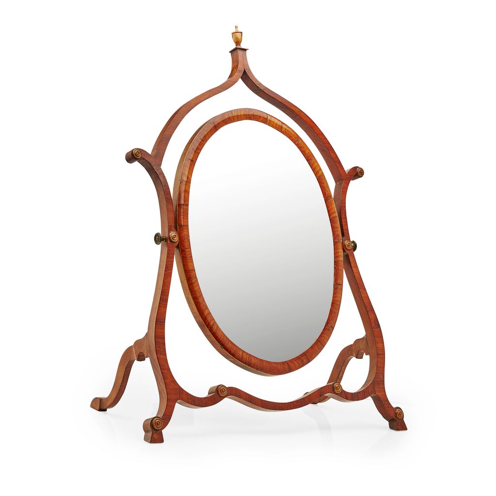 Appraisal: SHERATON STYLE SATINWOOD TOILET MIRROR TH CENTURY the oval mirror