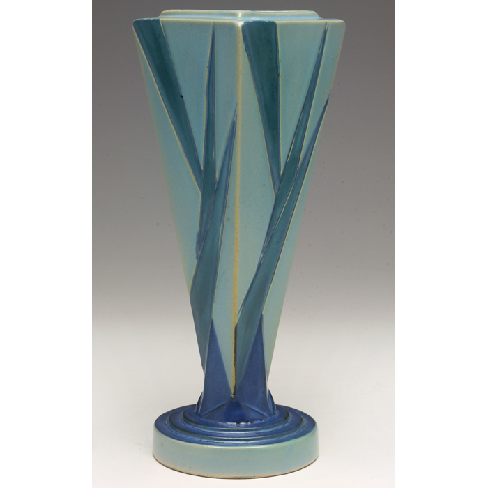 Appraisal: Good Roseville Futura vase inverted triangle shape in blue with