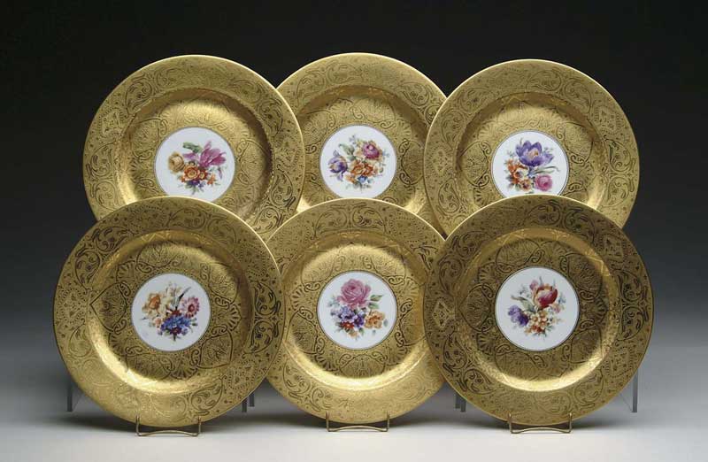 Appraisal: FINE SET OF TWELVE SERVICE PLATES BY HUTSCHENRAUTHER Bottoms with