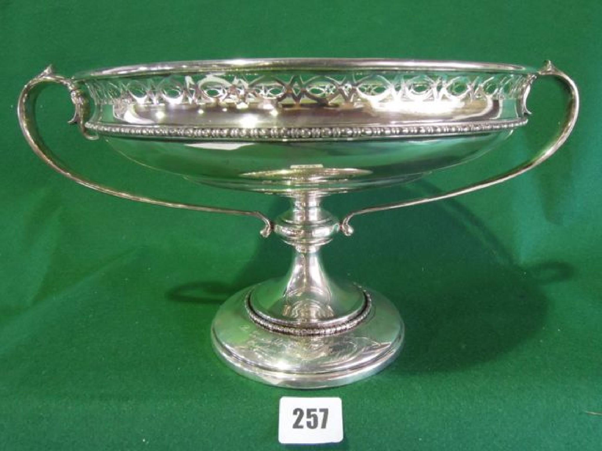 Appraisal: A substantial two handled pedestal Tazza with pierced border hallmarked