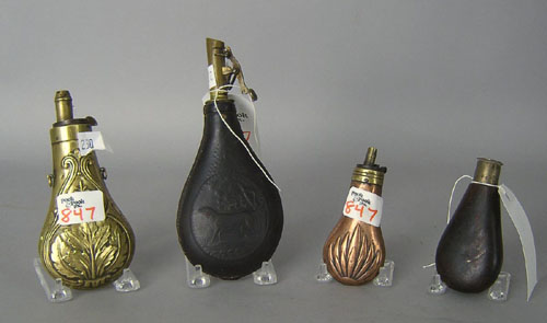 Appraisal: Four powder flasks th c