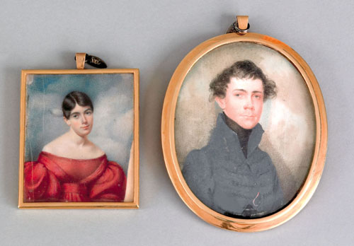 Appraisal: Charles A Fraser attributed - two watercolor on ivory miniature