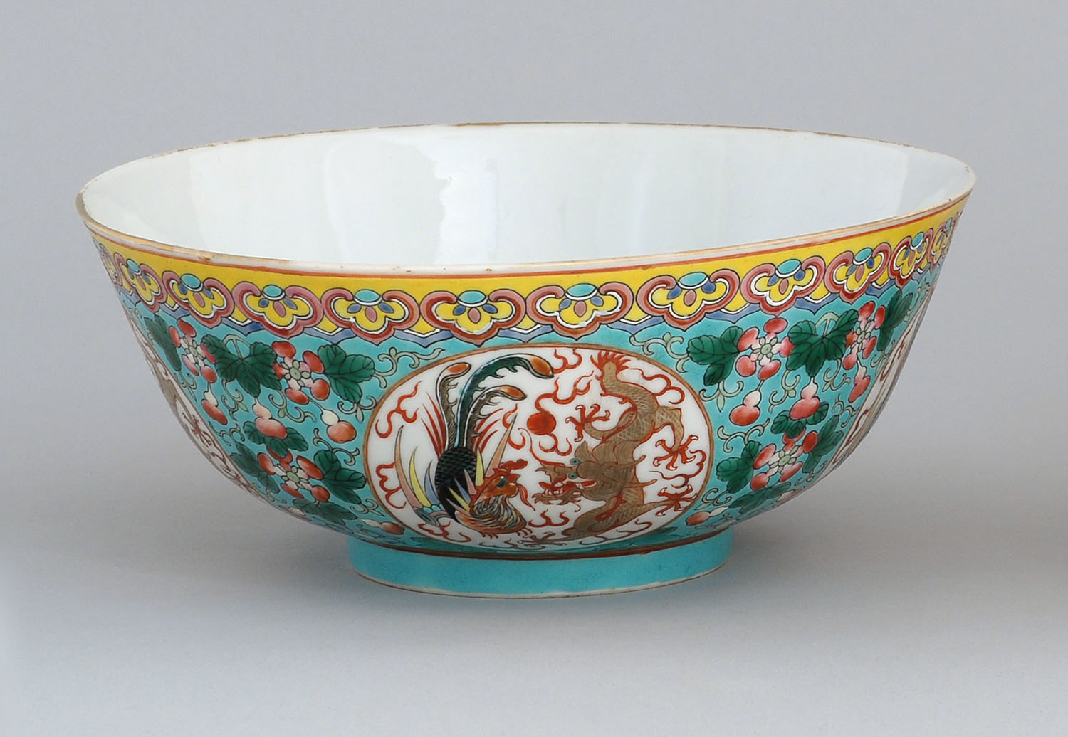 Appraisal: POLYCHROME PORCELAIN BOWL th CenturyIn bell form with enamel decoration