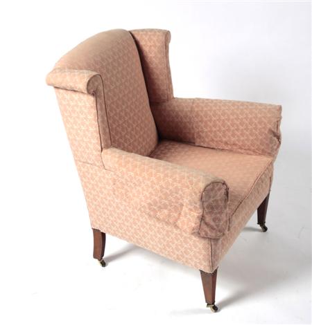 Appraisal: A late Victorian pink upholstered armchair the arched back over