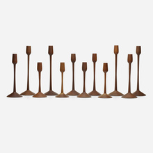 Appraisal: Herbert Simonson COLLECTION OF TWELVE CANDLEHOLDERS USAhand-turned walnut Three sets