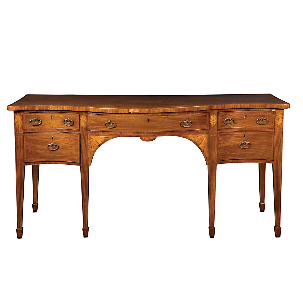 Appraisal: George III Satinwood Banded Mahogany Sideboard Late th century The