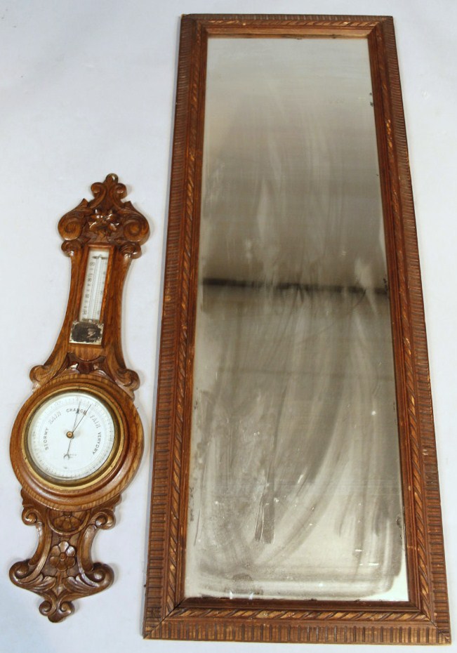 Appraisal: An early thC oak cased two dial banjo barometer and