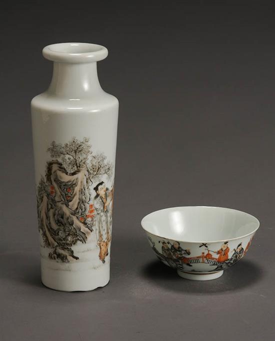 Appraisal: Chinese 'Famille Rose' Vase and a Bowl Republic Period -