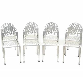 Appraisal: Arifort Aluminum Cafe Hello Chairs Set of Artifort aluminum cafe