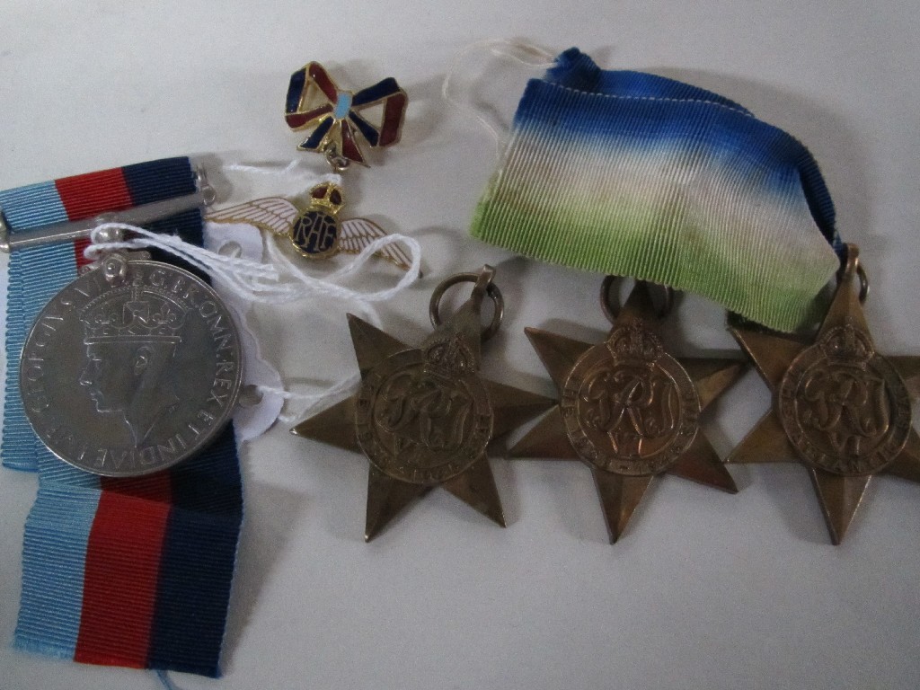 Appraisal: WWII war medal and five stars with an RAF pendant