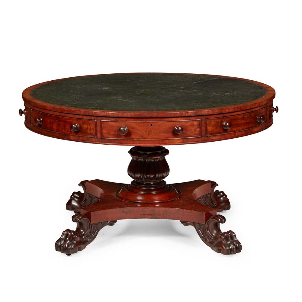 Appraisal: GEORGE IV MAHOGANY DRUM LIBRARY TABLE EARLY TH CENTURY the