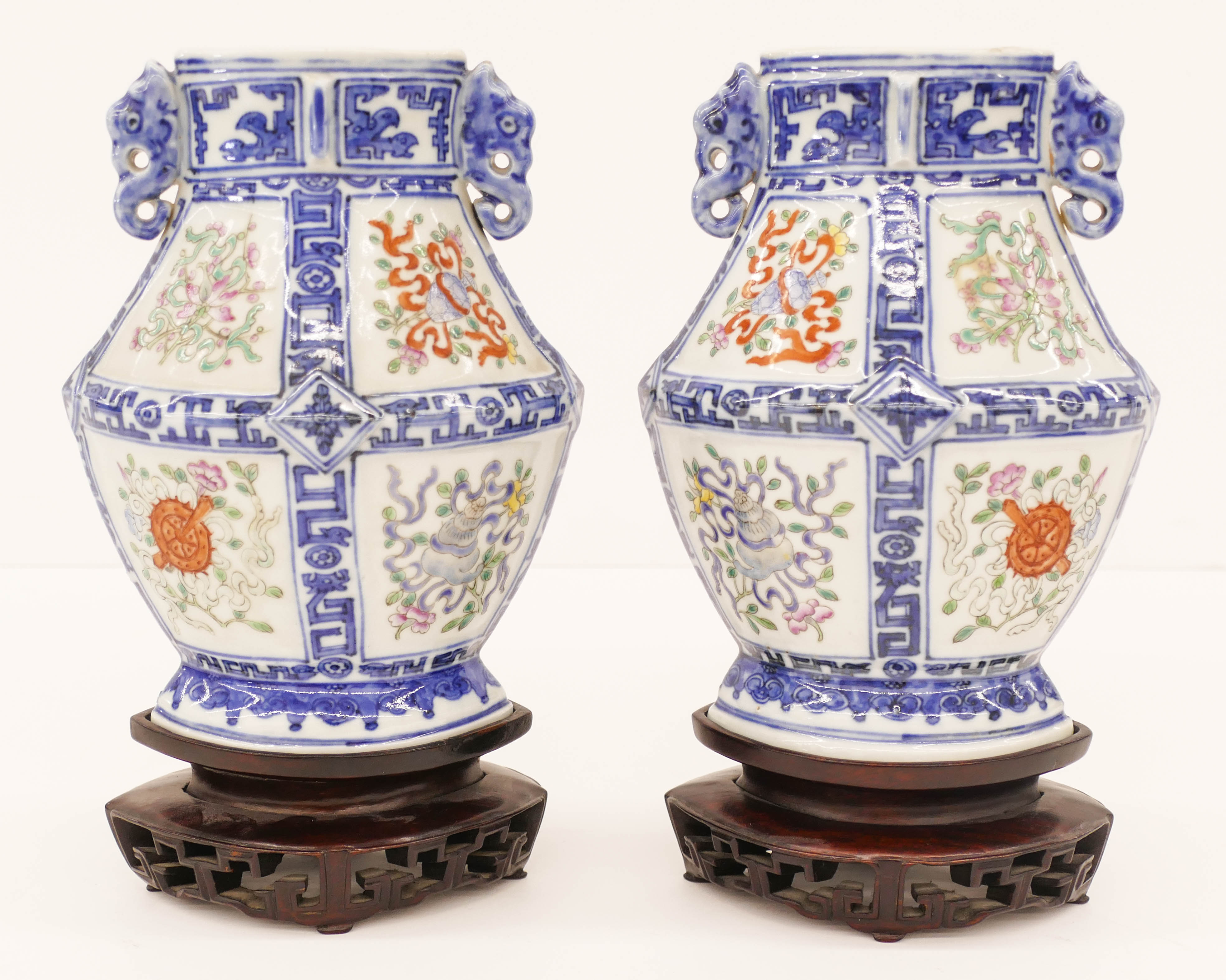 Appraisal: Pair Chinese Qing Archaic Form Porcelain Vases ''x '' Unusual