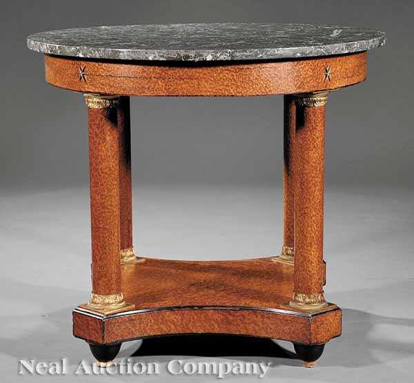 Appraisal: An Antique Empire-Style Amboyna and Gilt Bronze-Mounted Center Table c