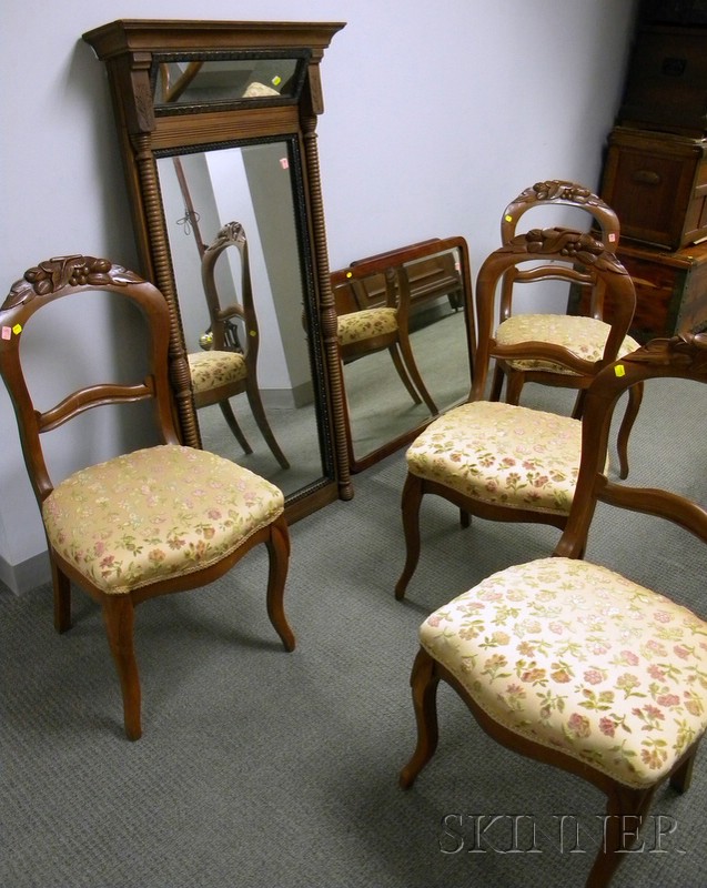 Appraisal: Victorian Walnut Mirror an Inlaid Maple Mirror and a Set