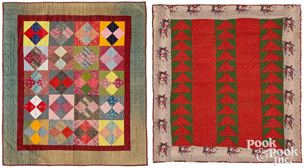 Appraisal: Two pieced crib quilts th c Two pieced crib quilts