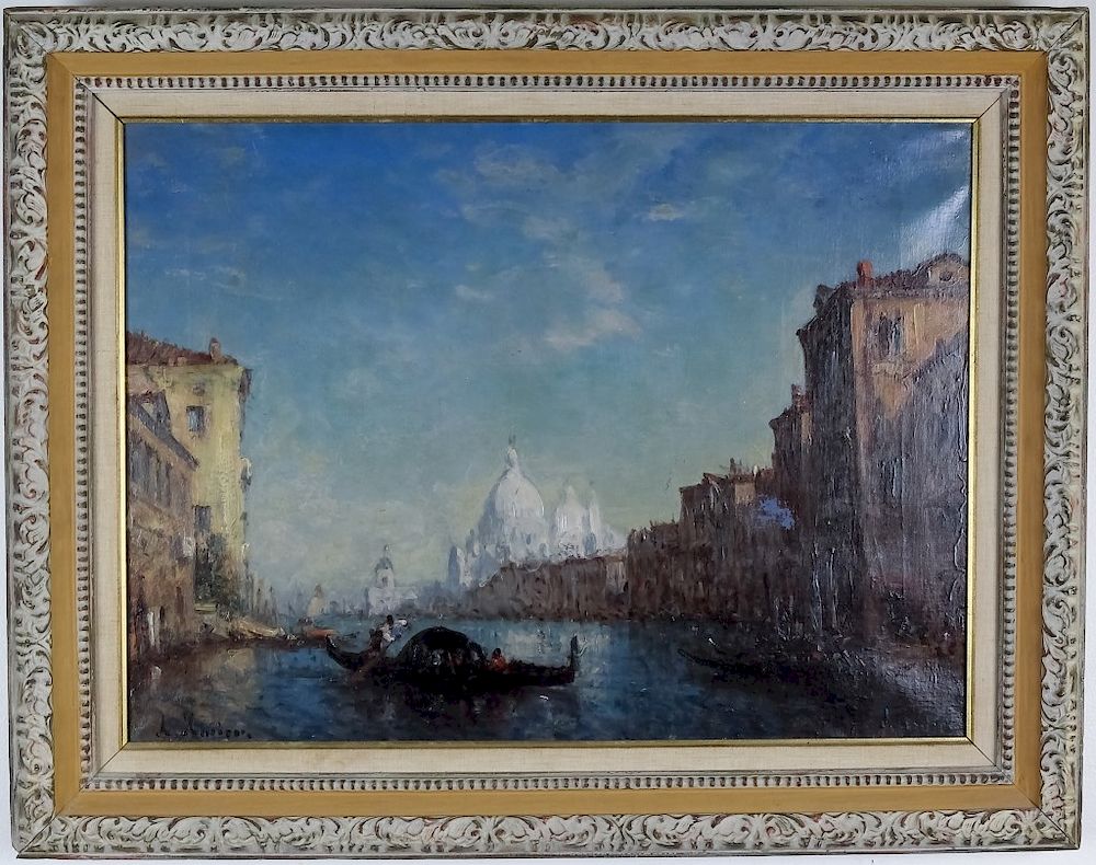 Appraisal: Venetian Cityscape Italian Oil Painting MYSTERY Mystery artist signed oil