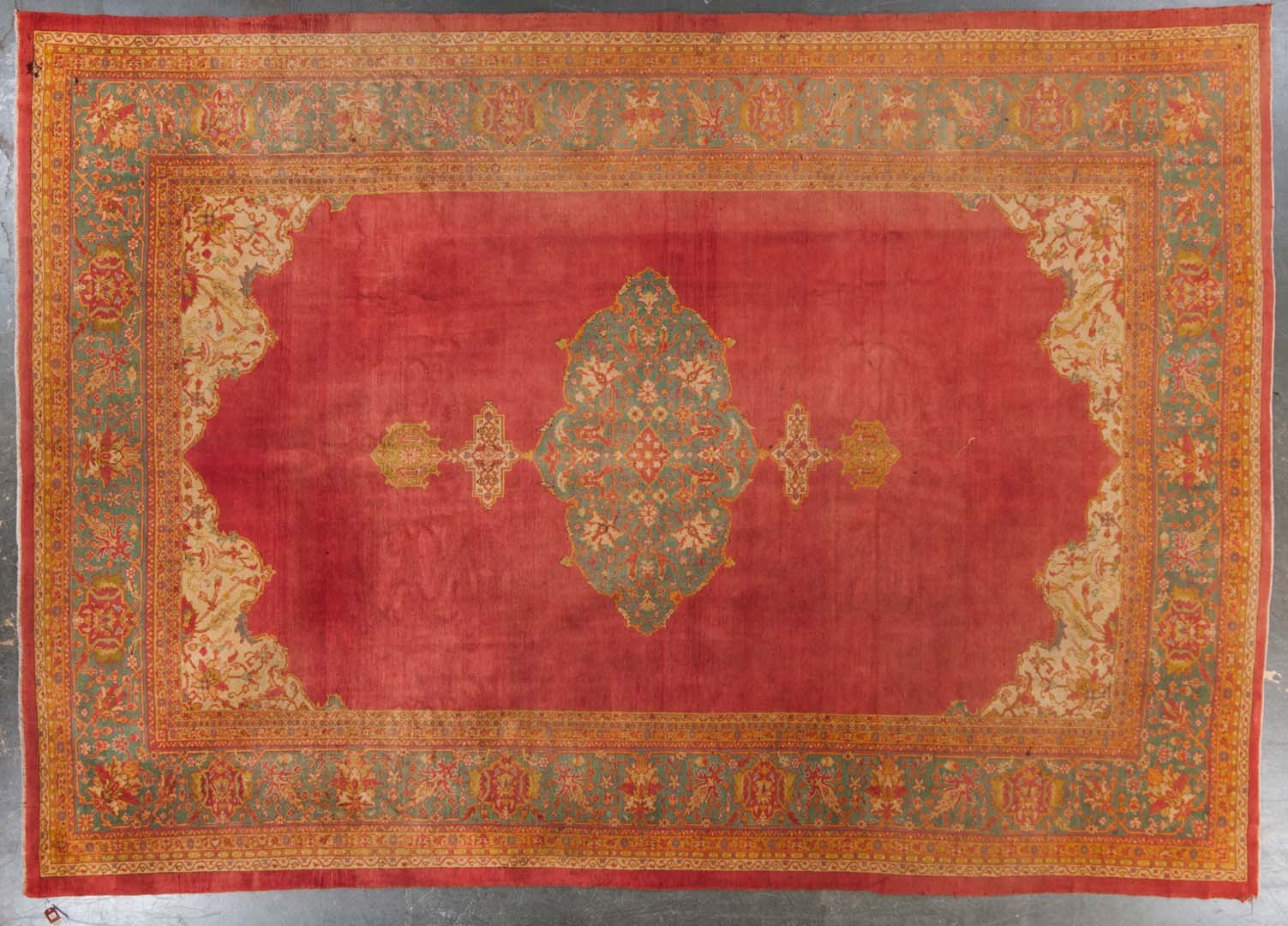 Appraisal: Antique Turkish Oushak carpet approx x Turkey circa