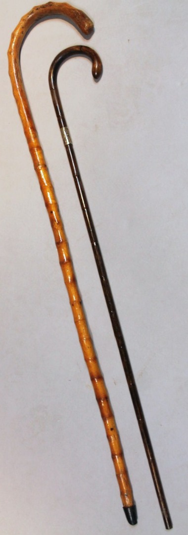 Appraisal: An early thC walking cane with crook end and silver