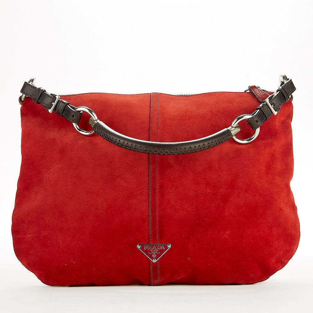 Appraisal: Prada Red Suede Handbag Purse Prada Italy Red suede handbag