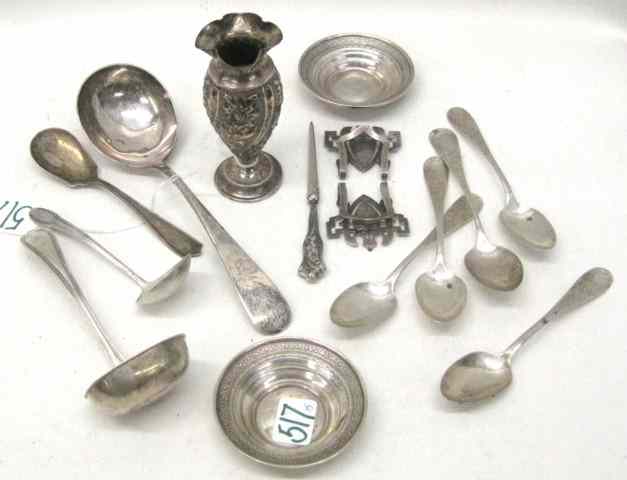 Appraisal: FIFTEEN PIECES ASSORTED STERLING SILVER English vase hallmarked British sterling