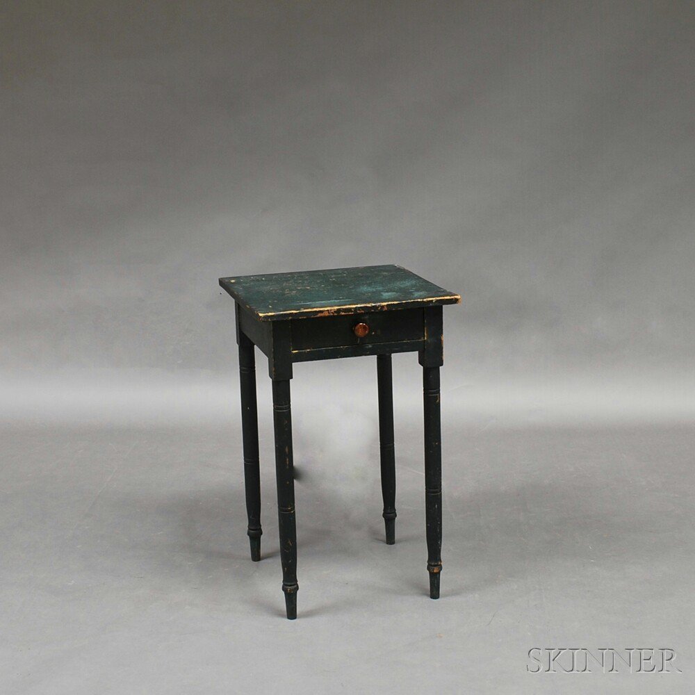 Appraisal: Federal Green-painted One-drawer Stand probably Vermont early th century the