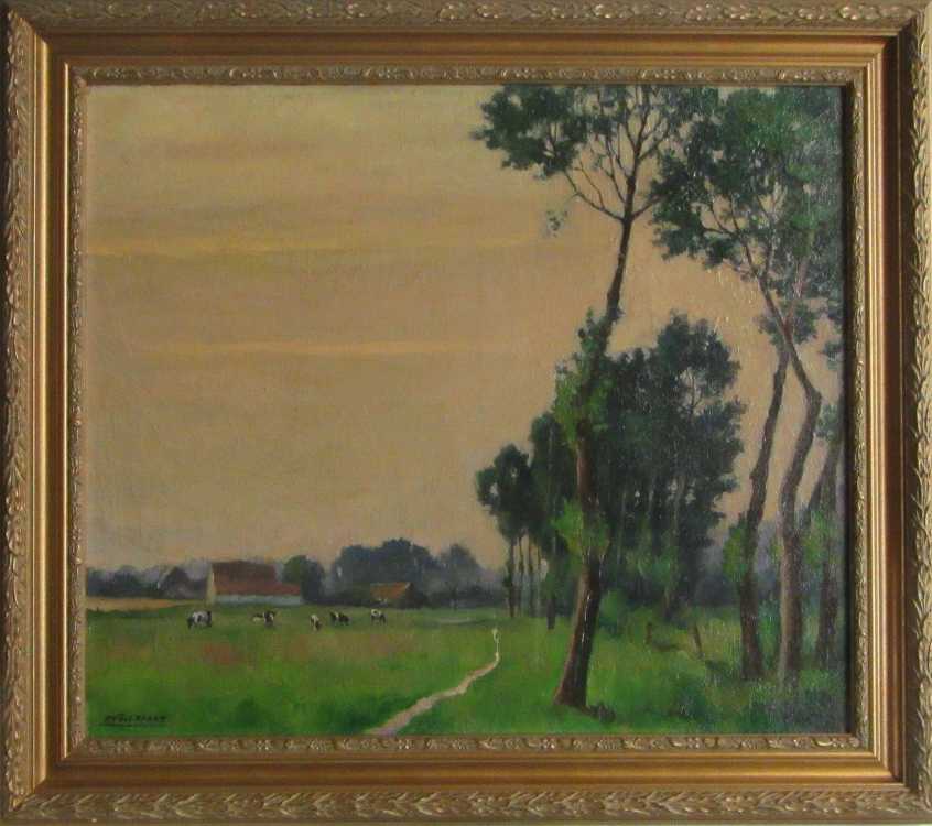 Appraisal: PIET VOLCKAERT OIL ON CANVAS Belgium - Pastoral landscape Signed