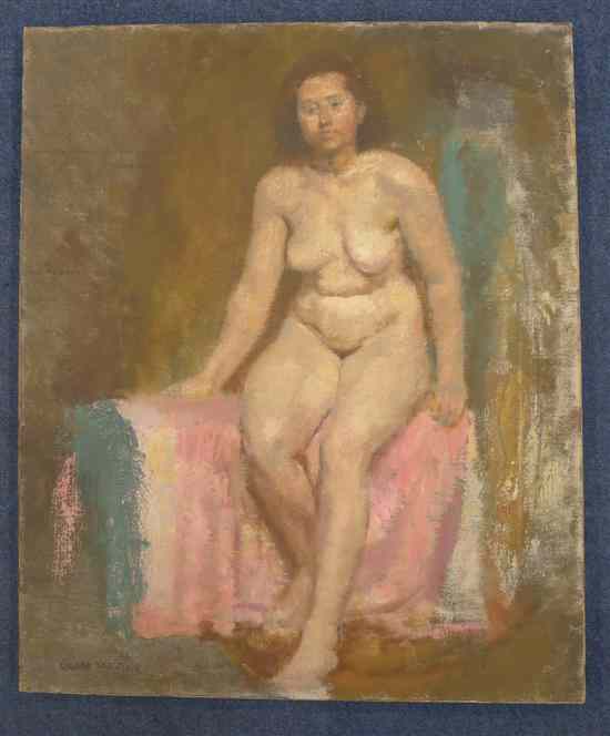 Appraisal: Roland Batchelor - oil on canvas Female nude study signed