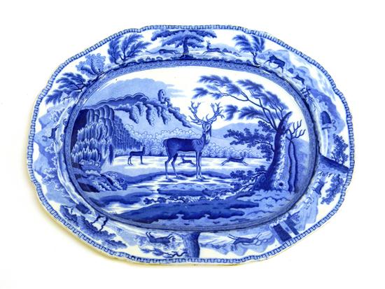 Appraisal: Blue transfer-ware platter ''The Beswick Stag'' no maker's mark prominent