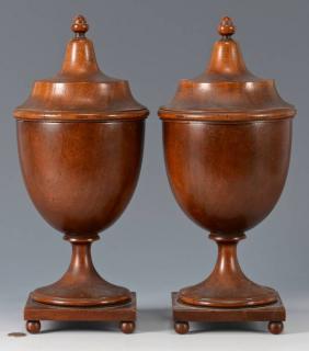 Appraisal: Pair Mahogany Urns Pair of small George III style Neoclassical