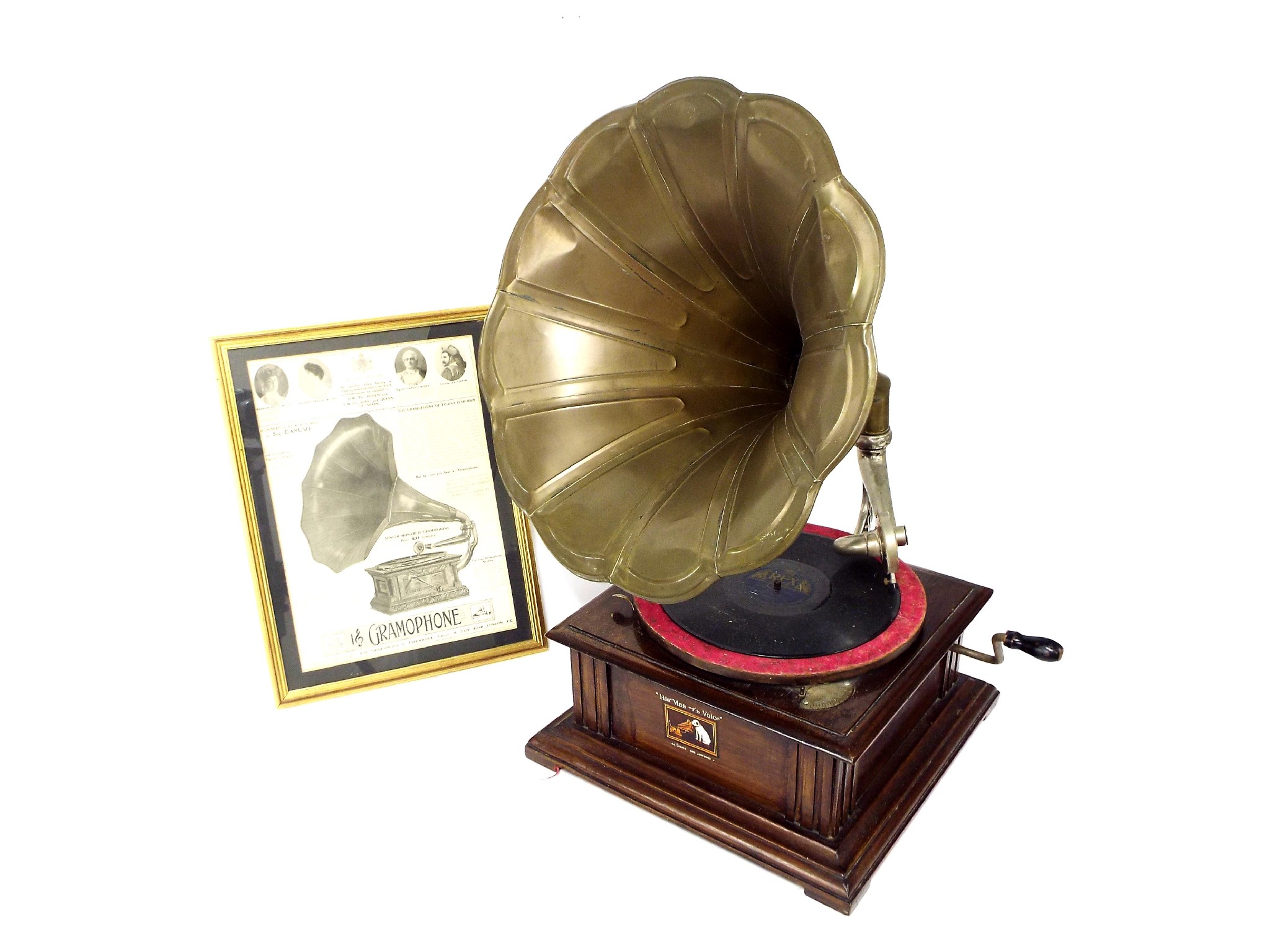 Appraisal: Vintage His Master's Voice table-top gramophone high together with a