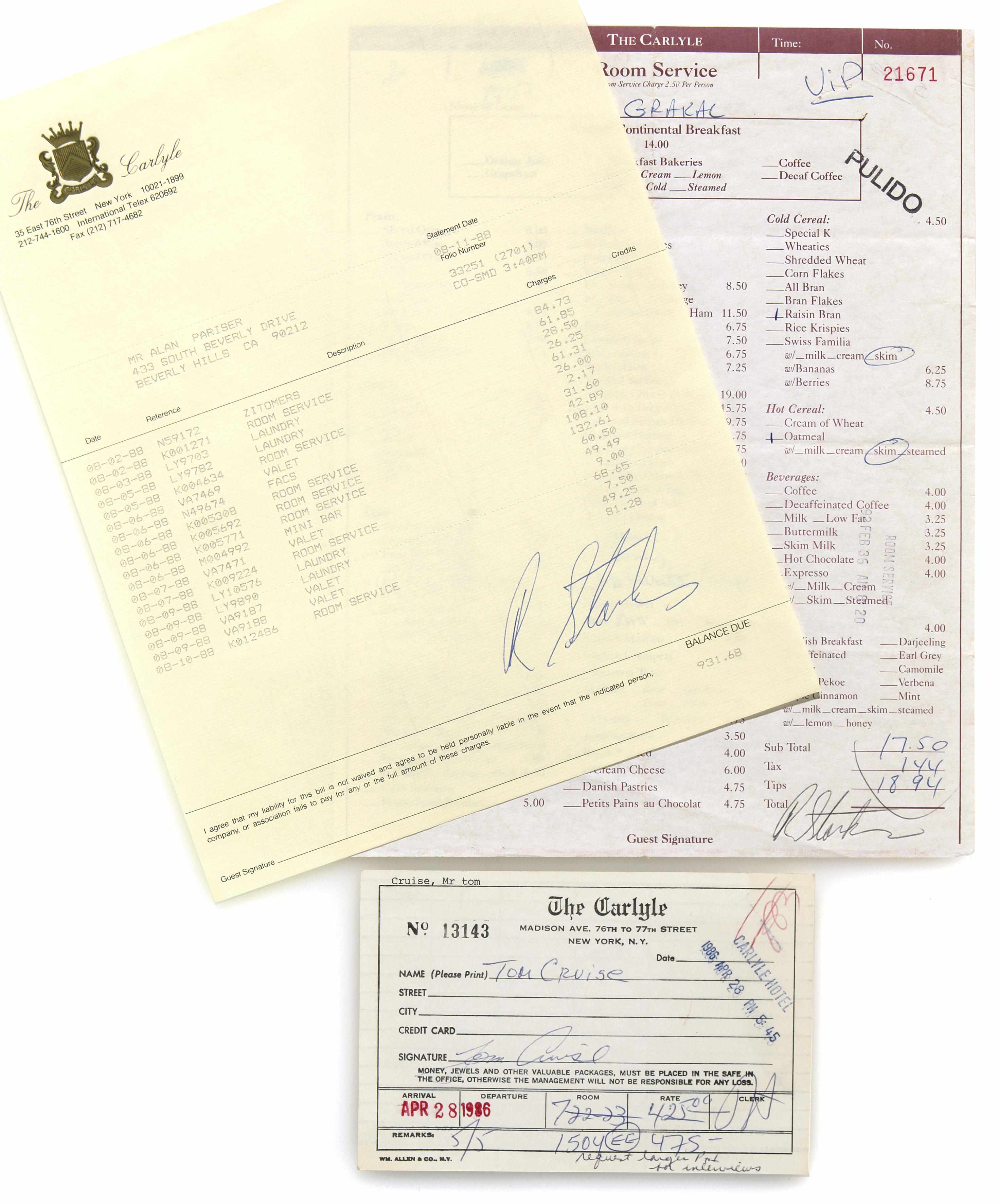 Appraisal: Documents signed by Ringo Starr Tom Cruise Robert Redford and