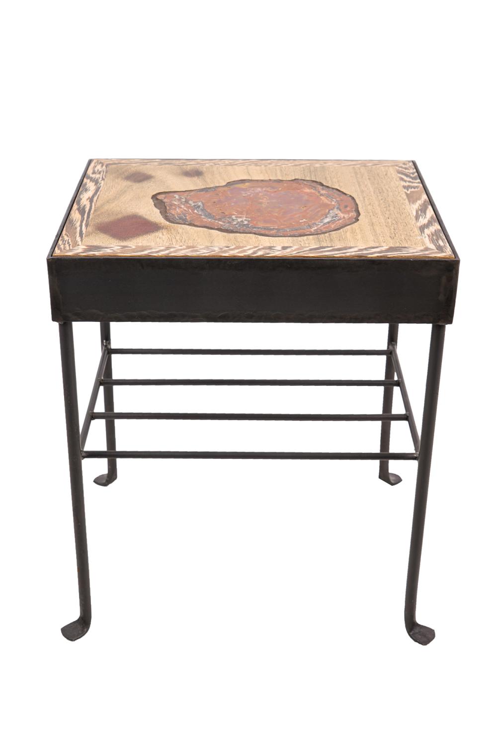 Appraisal: CHAJO SIDETABLE WITH FOSSIL TOPthe fossil specimen set into a