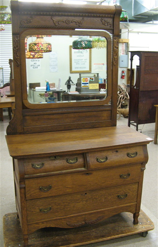 Appraisal: VICTORIAN OAK DRESSER WITH MIRROR American late th century the