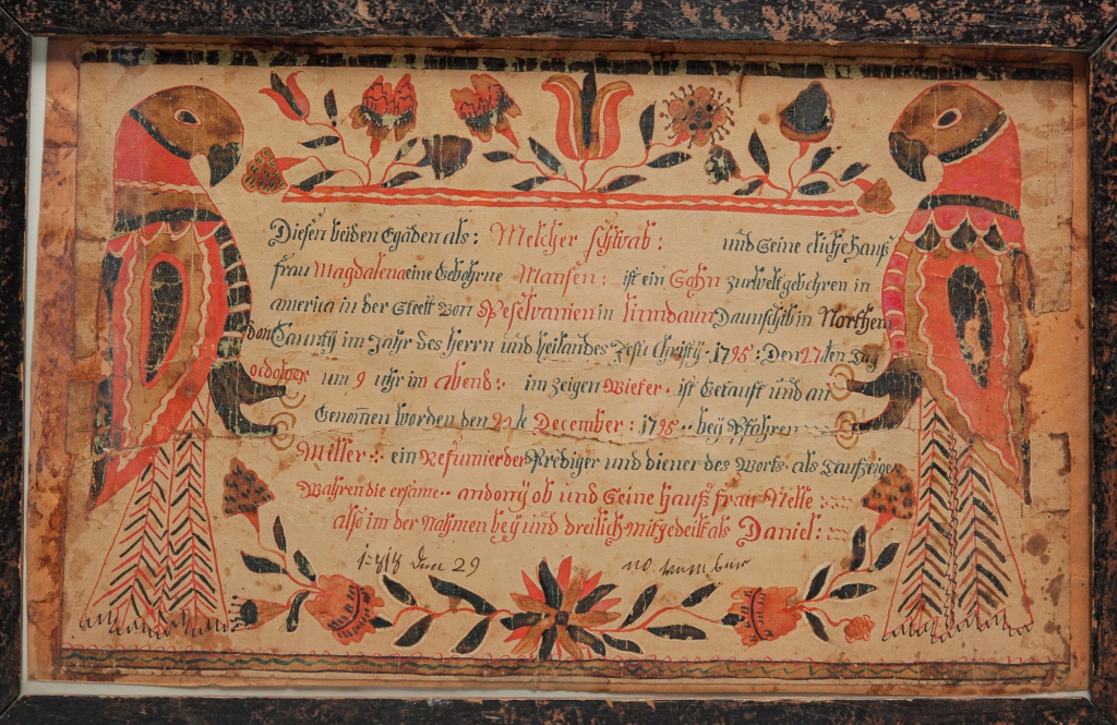 Appraisal: FRAKTUR ATTRIBUTED TO THE GILBERT FAMILY Probably Peter Gilbert watercolor