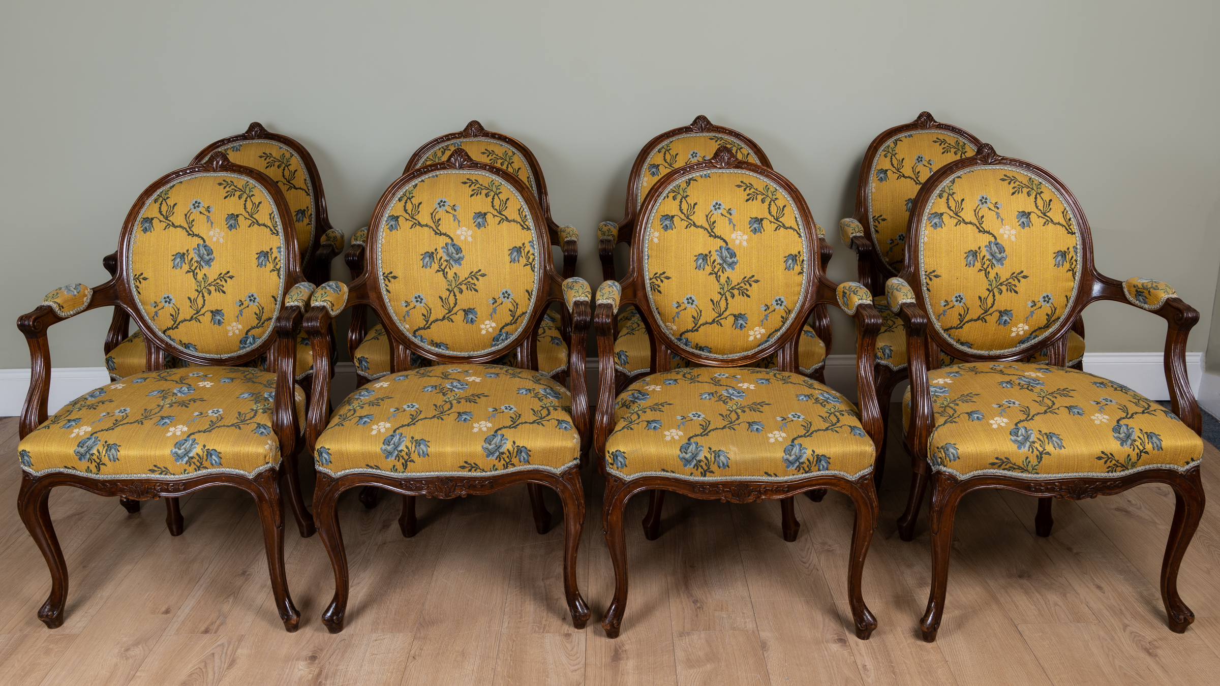 Appraisal: A set of eight Louis XIV-style dining chairs with upholstered