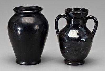 Appraisal: Two pieces Bachelder pottery urn with bubbly brown black glaze